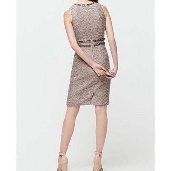 J. Crew Sheath Dress in Gold Blue Twinkle Tweed Size 0 / NWT - Picture 2 of 9
